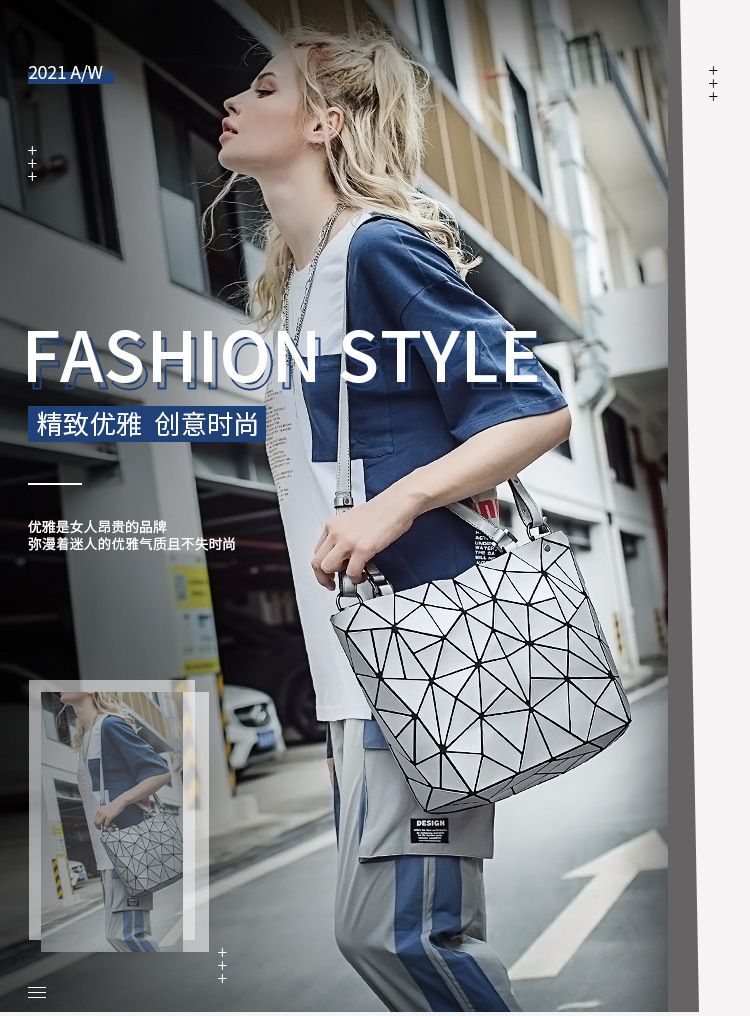 2023 New Lingge Women's Bag Trend Shoulder Crossbody Bag Women's Large Capacity Bucket Bag Small Design Geometric Bag_voghion.com