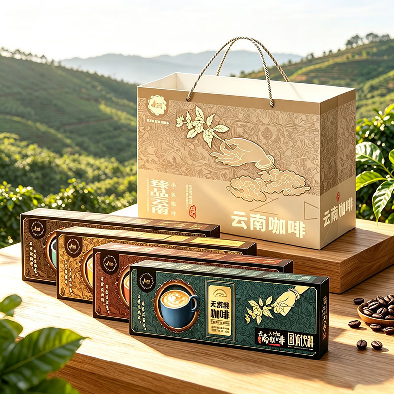 Yunnan Specialty Jinglan Buddhist-Style Coffee, Four-Flavor Gift Box Set, Selected High-Quality Arabica Coffee, Direct Sales from the Manufacturer Yunnan Specialty Jinglan Buddhist-Style Coffee, Four-Flavor Gift Box Set, Selected High-Quality Arabica Coffee, Direct Sales from the Manufacturer