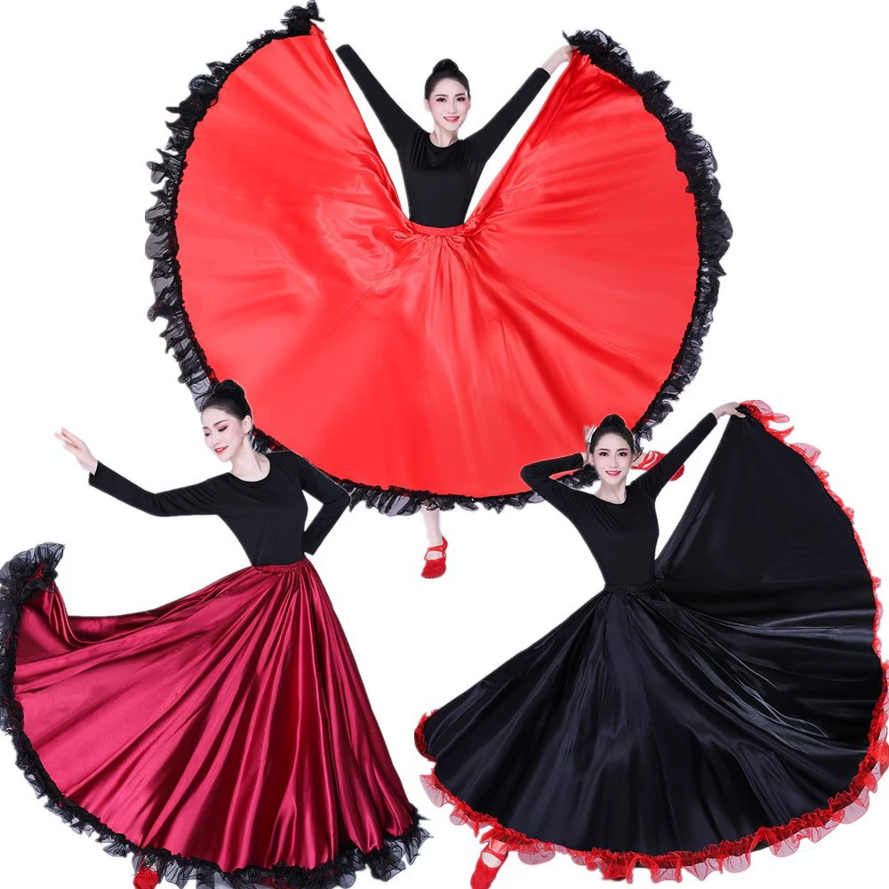 Юбка Испанская юбка для танцев корриды Юбка для танца живота Большая юбка-качели Открытие танцевальный костюм для выступления костюм