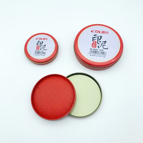 Office supplies No. 3 No. 6 No. 12 round iron box ink pad cloth surface craft quick-drying ink pad red ink ink stationery
