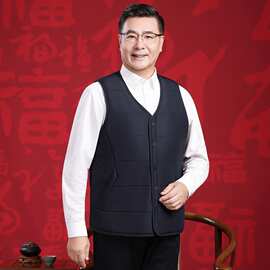 2025年秋冬新款中老年男士加厚爸爸内穿马甲羊毛内胆保暖坎肩外穿