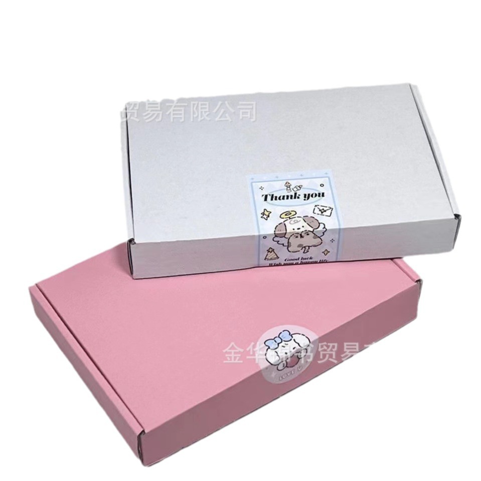 Salida de entrega embalaje caja de avión salida hermana esencial tarjeta pequeña caja de embalaje blanco rosa cartón tarjeta de alta apariencia