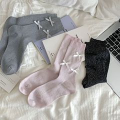 金銀絲蝴蝶結~中筒襪子女日韓潮流ins堆堆襪亮閃純欲小腿長筒襪子