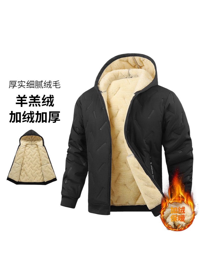 Trajes de deportes de invierno transfronterizos con terciopelo y calor, bolsillo de cremallera gruesa, diseño de cuerda de tracción para el ocio diario