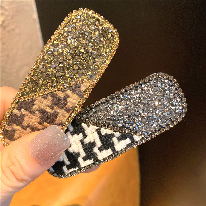 Femmes Style Simple Motif Pied-de-poule Strass Incruster Strass Pince À Cheveux display picture 9