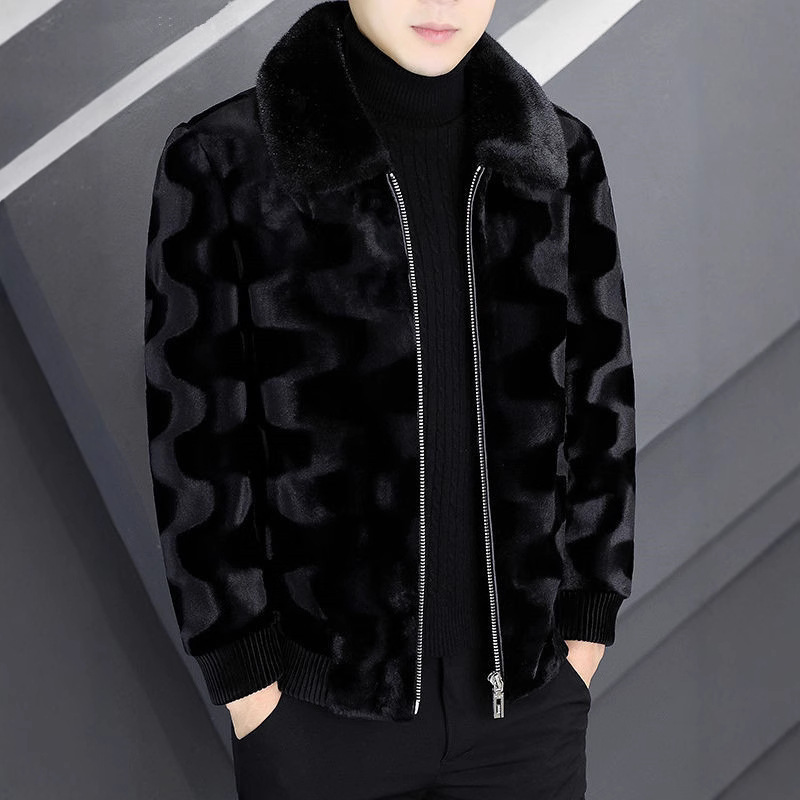 Gold Carved Velvet Jacket Winter New 2025 Cold-Proof and Warm Fashionable Imitation Mink Coat
