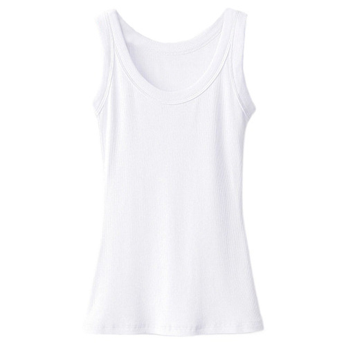 Selected high-elastic threaded cotton vest for women to wear in summer with a Victoria suspender top with wide shoulder straps to cover the side breasts and prevent exposure.