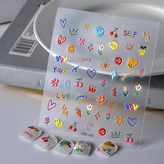 Korean New Dongdaemun Nail Salon Specialty Decal Embossed DIY Fruit Pattern Nail Sticker Small Decorative Accessory