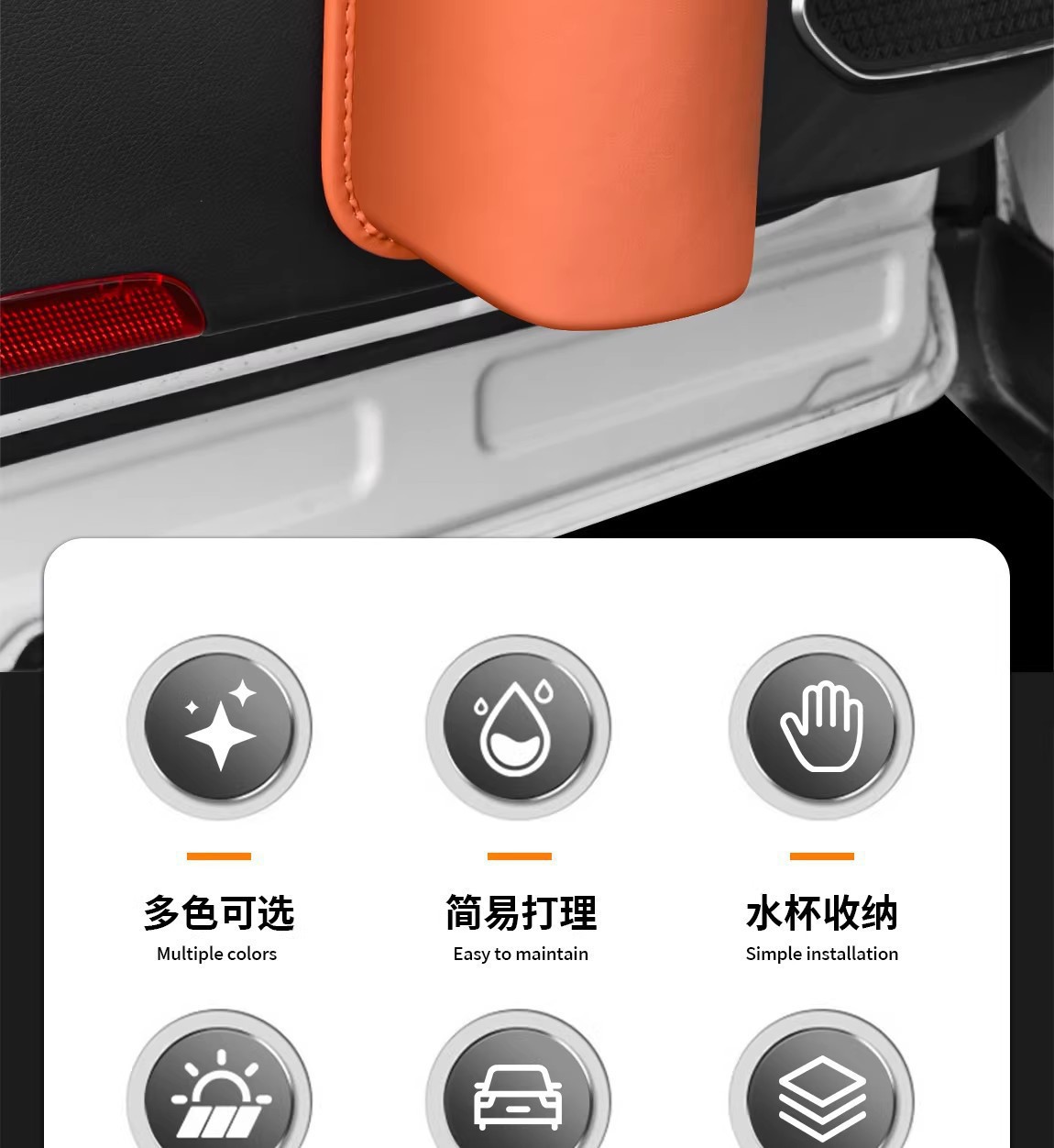 Car Water Cup Holder, Car Water Cup Storage Box, Leather Car Door Water Cup Holder, Multi-Functional Storage Box, In-Car Storage Box