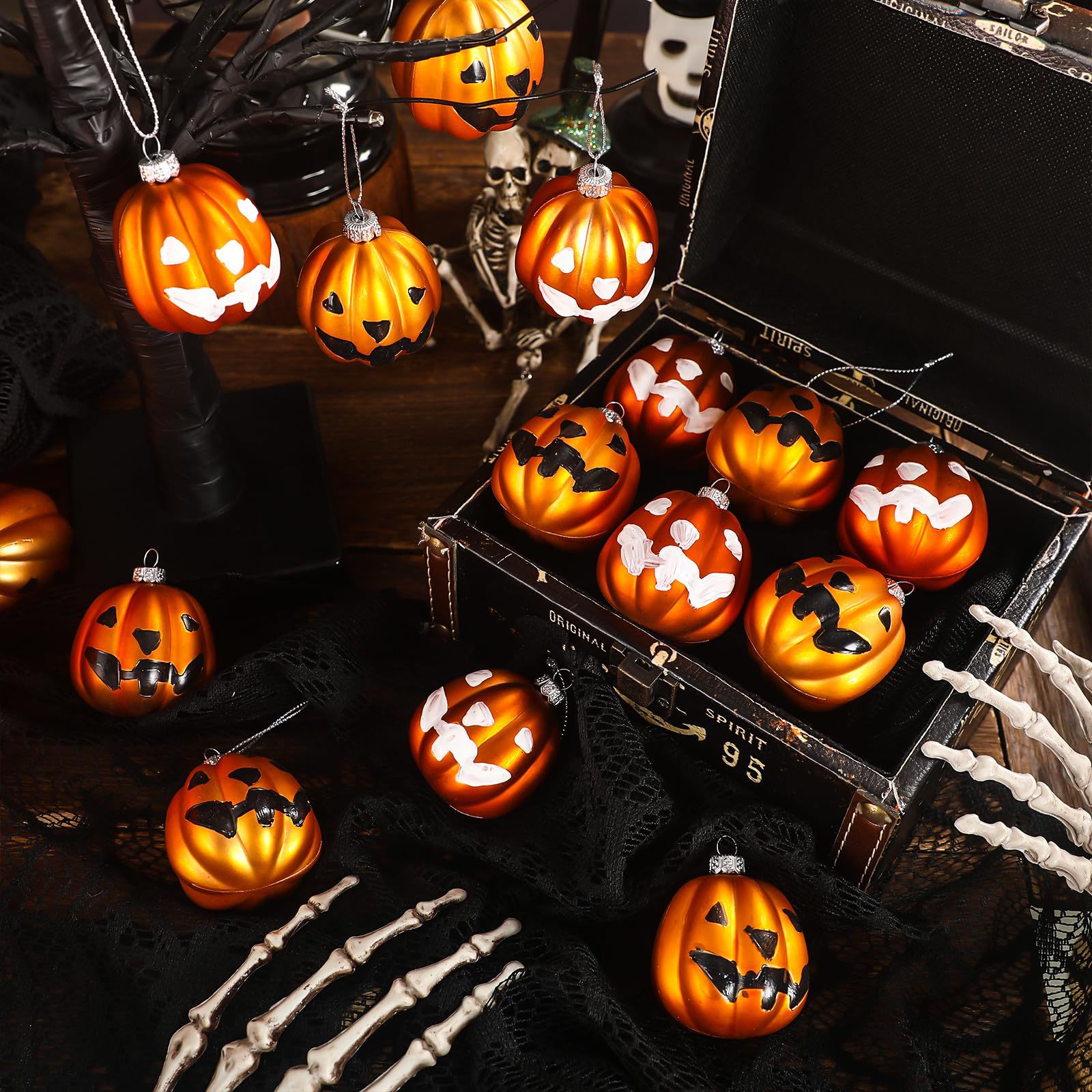 Spot transfronterizo 5cm cara sonriente calabaza piezas colgantes de plástico galvanizado decoraciones fantasmas