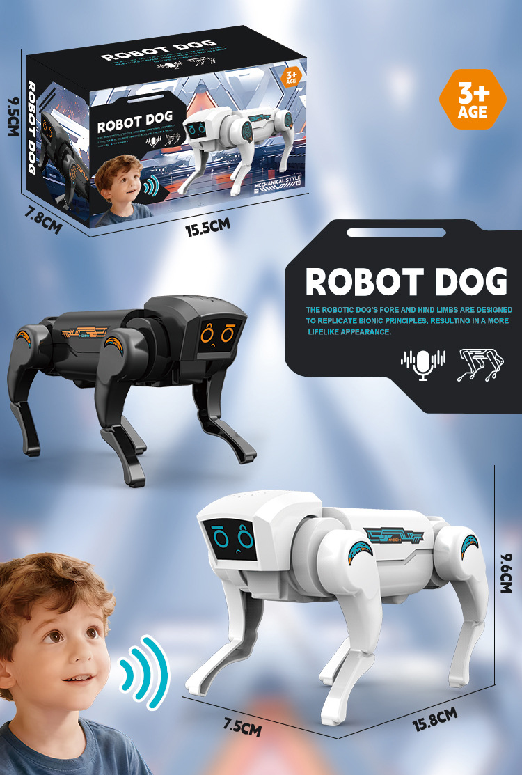 Ciencia y educación perro mecánico eléctrico niño perro mecánico luz ensamblaje robot biónico perro electrónico puzzle juguete