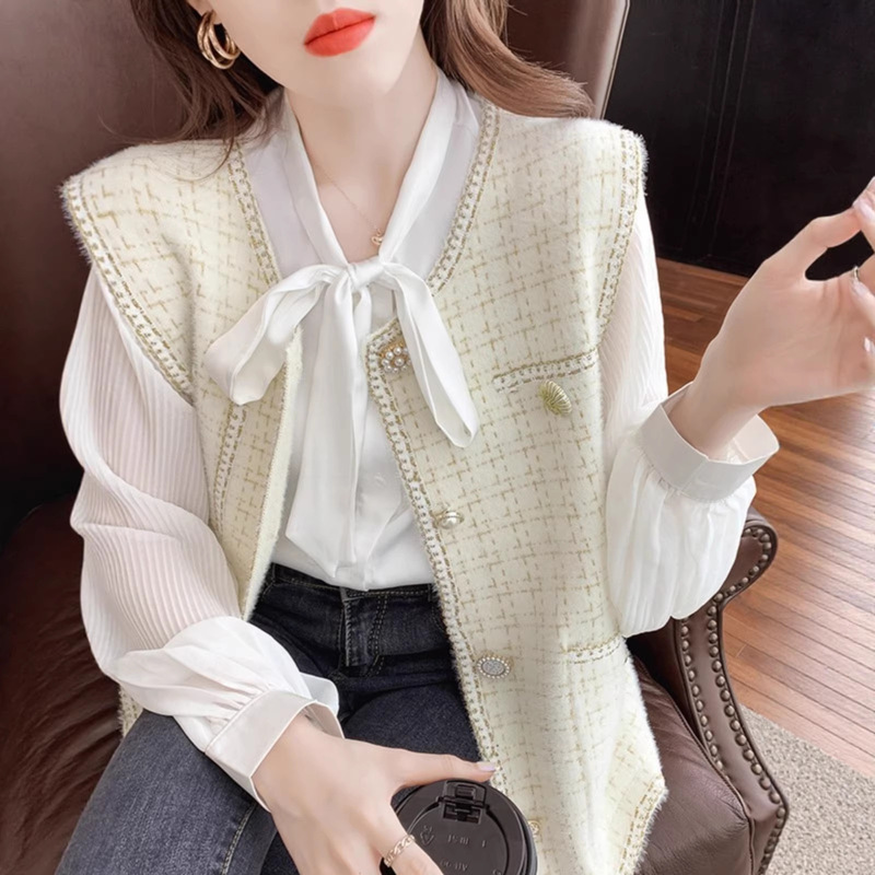 2026 Spring New Style Chanel-Style Women's Vest Fashionable Tweed Short Jacket Chic Vest Top