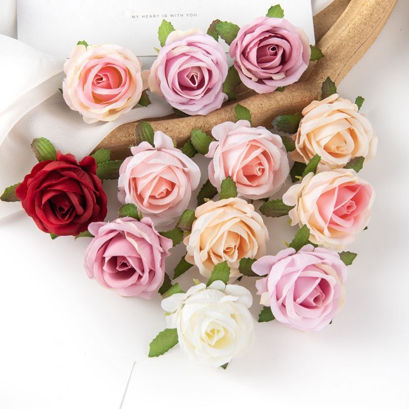 New simulation rose head living room interior decoration silk cloth fake flower DIY handmade accessories straw hat collocation material