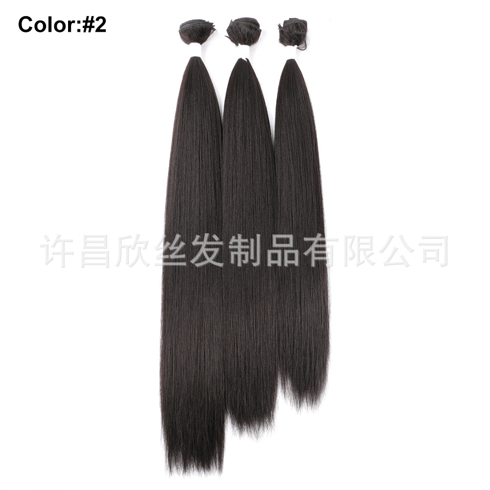 Europeo y Americano de fibra química cortina de pelo Peluca de pelo sintético recto de alta temperatura Jacques recta conjunto de tres piezas