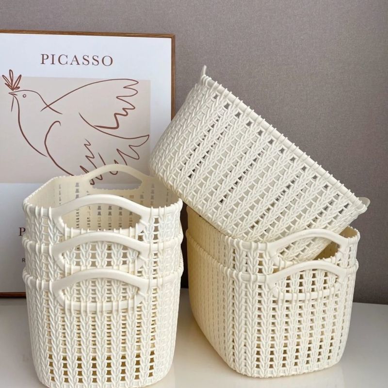 Snack Storage Basket Plastic Lidless Desktop Miscellaneous Basket Portable Storage Box Bathroom Cosmetics Storage Box Storage