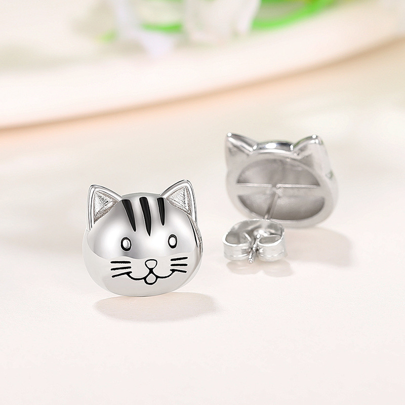 8g Weight Ear Studs Classification 1 Pair Quantity 1 Pair Cartoon Style Cat Plating Copper Ear Studs