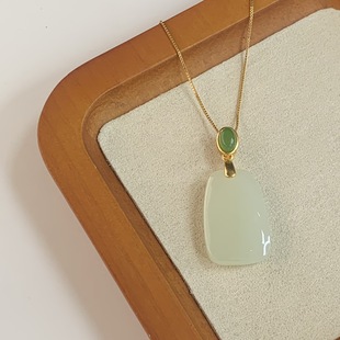 Yuhai real shot 925 silver inlaid Hetian jade nothing card pendant with certificate to support re-inspection of new Guofeng nothing card