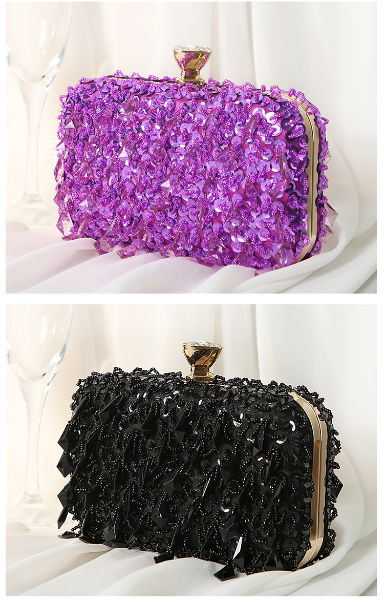 Red Purple Green Iron Solid Color Beading Evening Bags display picture 3