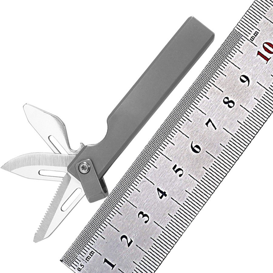 多功能迷你钛合金三刃折叠刀带口哨割绳开瓶器日常随身户外小工具