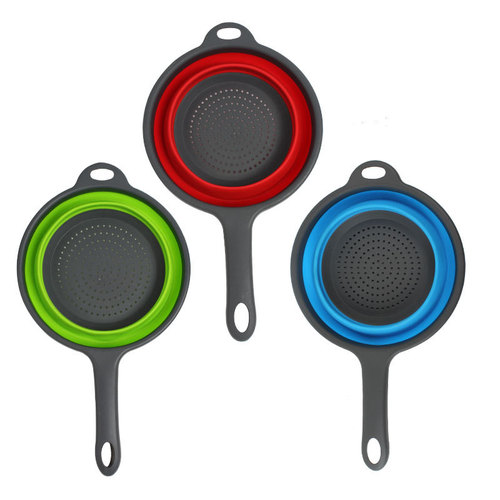 Multifunctional Folding Drain Basket with Handle Round Filtered Water Basket Expandable Vegetable Wash Basket Kitchen Tool