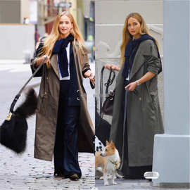 Row极简百搭风衣女25年春秋新款丝绸混纺英伦风中长款风衣外套女