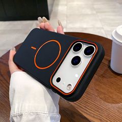 适用iPhone17pro手机壳磨砂细圈磁吸苹果16pro硅胶软壳防摔保护套