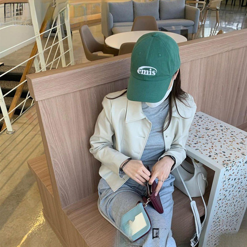 emis 帽子 レディース 新しいハイバージョン野球帽 韓国 ins トレンド ブランド グリーン ソフトトップ 小さな顔の舌が見える|undefined