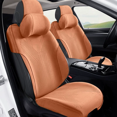 Breathable Base and Full Set of – Seat cushion, seat cover - suede-front-main-seat-brown