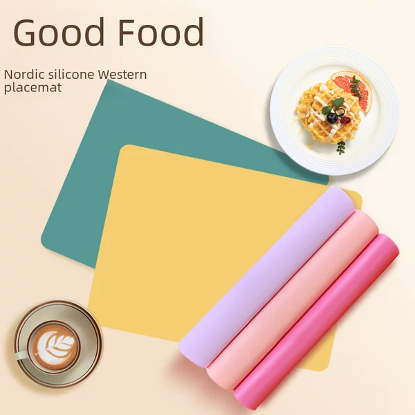 In stock square Silicone Placemat Nordic insulation silicone mat kitchen baking mat children's first grade student table mat