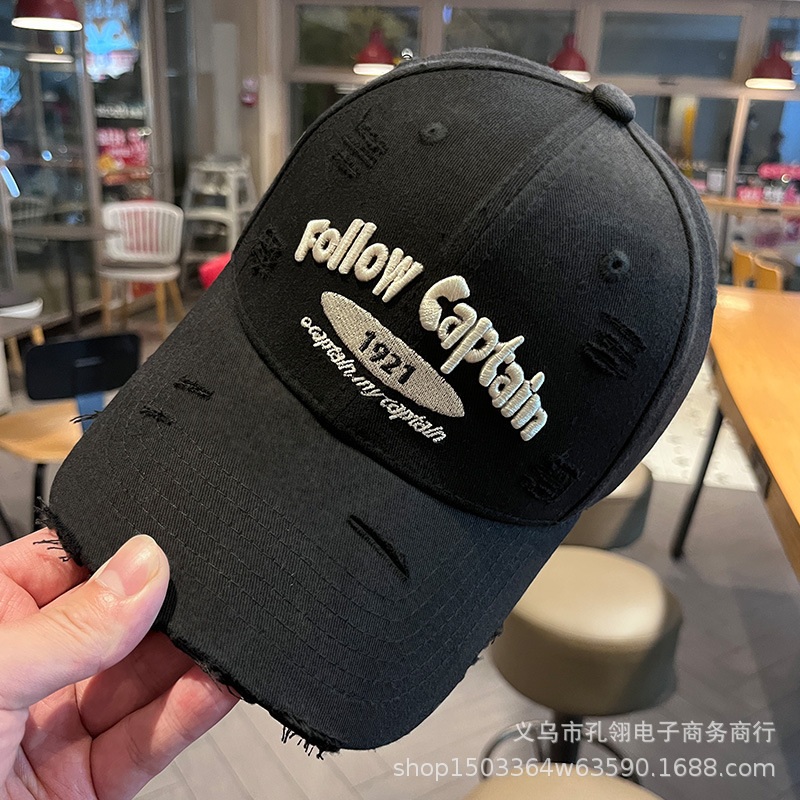 韓国版ファッションファッションブランドのアルファベット刺繍野球帽男女2025新型の大きい頭の周りに顔の小さい穴のアヒルの舌の帽子が現れます。|undefined
