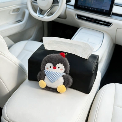 2026 New Car Tissue Box, Car Armrest Box Tissue Bag, Seat-mounted Car Tissue Bag, Cute Penguin Design for Women (Car tissue box/set) - armrest-box-tissue-bagbib-penguin