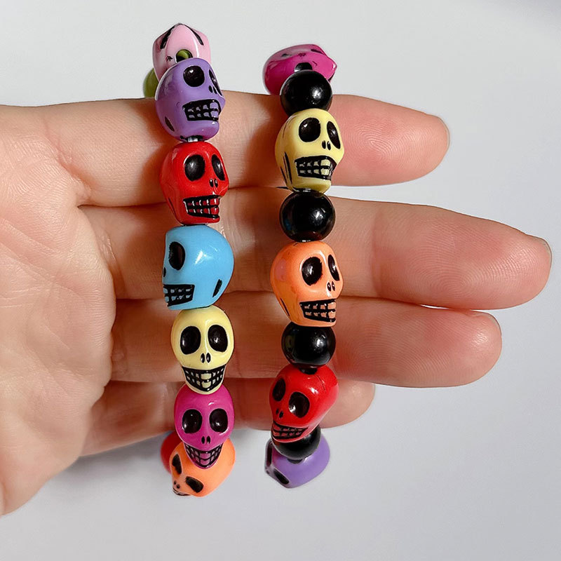Bracciale con perline e teschio per uomo e donna stile retro_voghion.com