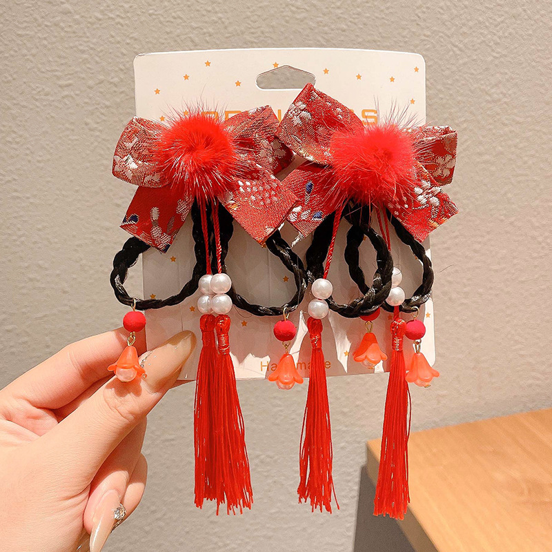 Año Nuevo accesorios para el cabello para niños arco de bordilla pinzas de cabello para niñas vestidos festivos vestidos chinos toques de cabello para niñas joyas de tarjetas de cabello