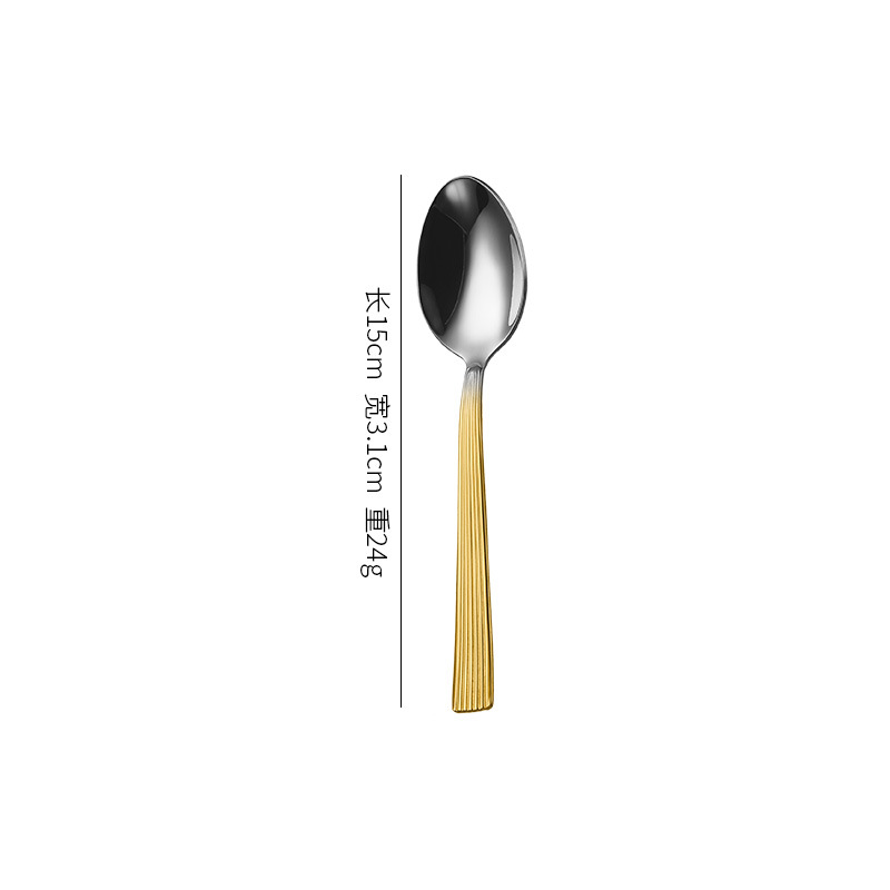 Comercio exterior de alta calidad cuchillo de acero inoxidable tenedor cuchara set lujo ligero cubiertos de carne cuchillo de postre cucharas de viento de alto nivel