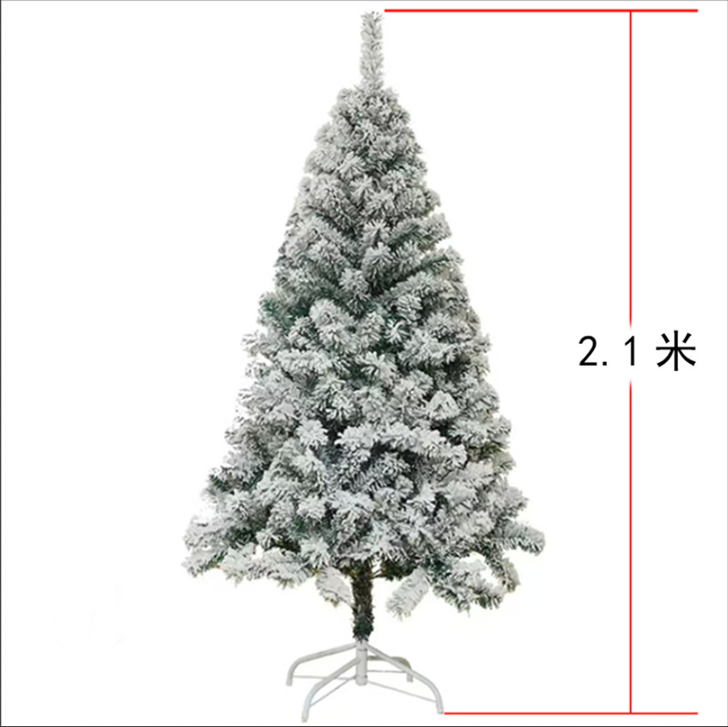 Nueva decoración navideña transfronteriza, árbol de Navidad de PVC realista para hotel, de pie, flocado, con diseño de lápiz, plegable, venta al por mayor de fábrica.