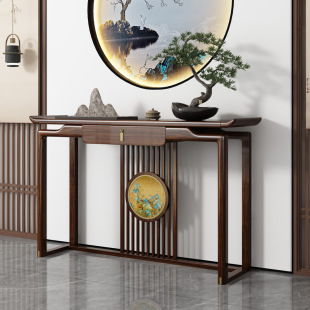 New Chinese Style Entrance Table Ebony Wooden Table Living Room Entrance Door Supply Table Wall Hallway Table Super Narrow Solid Wood Entrance Cabinet