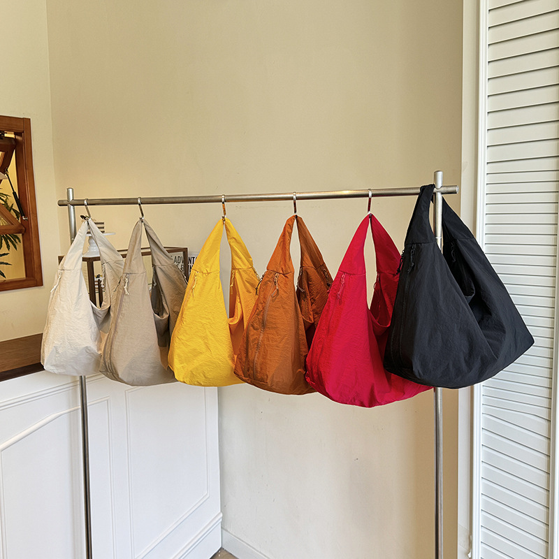 Slouchy Large Zip Canvas Shoulder Bag 3