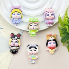 卡通哭娃女孩树脂配件手工diy发夹手机壳冰箱贴钥匙扣水杯贴配