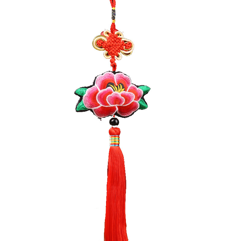 Bolsita para Dragon Boat Festival Bordado Lotus Hanfu Bolsita para bordar Cintura para Dragon Boat Festival Bolsita para bolsa de loto Colgante para coche