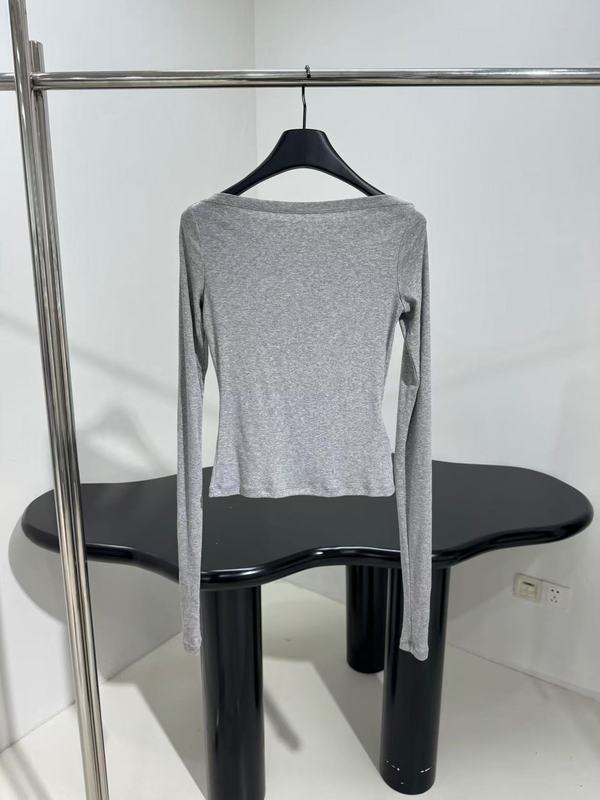 Nanyou レディース 25 夏秋新ファッション年齢軽減スタイルレターパッチワンショルダーカラー薄底長袖 Tシャツ|undefined