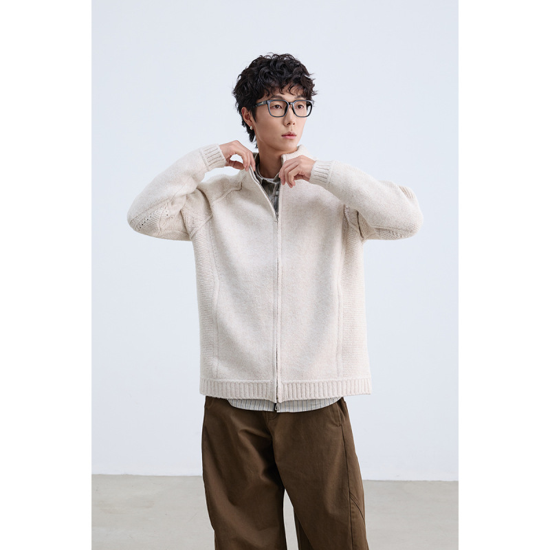 ANSWER ME时尚简约老钱风复古毛衣男女拉链开衫显瘦秋冬针织衫M48|undefined