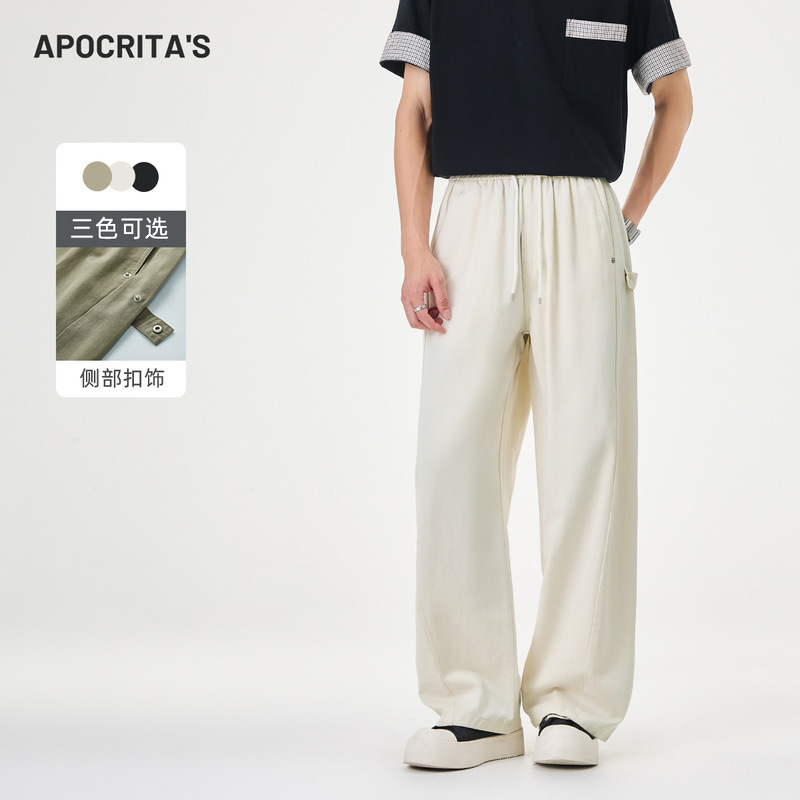 Apo Men's Clothing | Cross-Border Workwear Casual Pants for Men, Summer High-End Versatile Loose-Fitting Drawstring Lyocell Drapey Wide-Leg Trousers Apo Men's Clothing | Cross-Border Workwear Casual Pants for Men, Summer High-End Versatile Loose-Fitting Drawstring Lyocell Drapey Wide-Leg Trousers