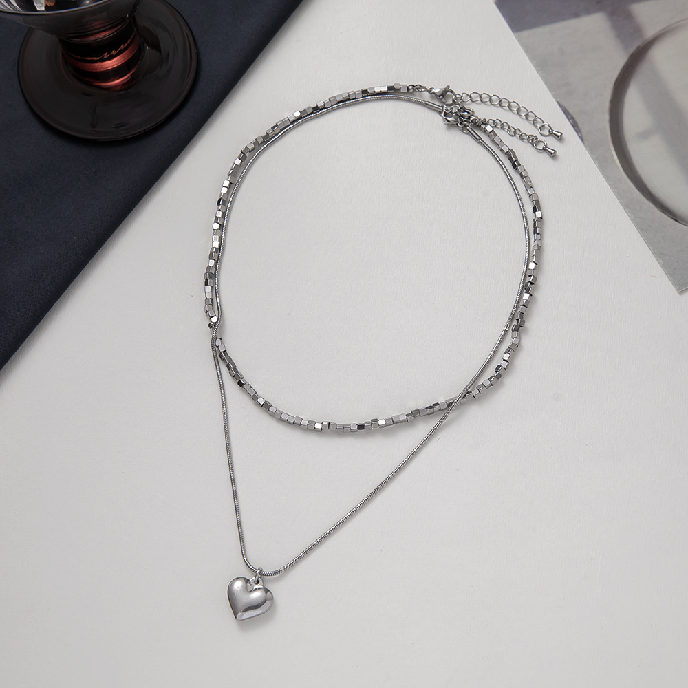 21g Weight Necklace Classification 1 Piece Quantity Original Design Heart Shape Titanium Steel Plating Necklace 1 Piece