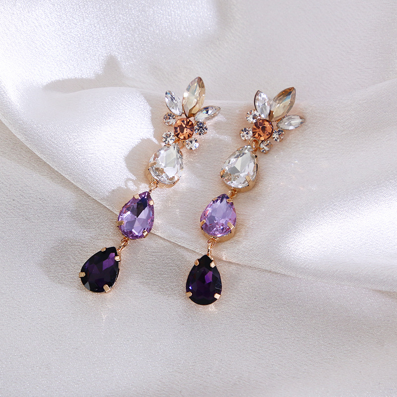1 Pair Geometric Fashion Metal Rhinestones Drop Earrings display picture 2