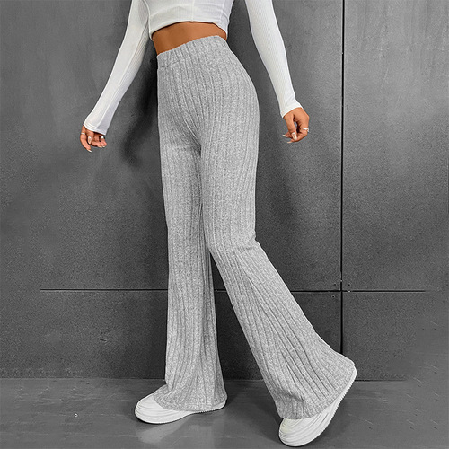 K23PT336 European and American fashion and casual solid color slightly flare high waist trousers women's slim fit and slim  autumn and winter new style