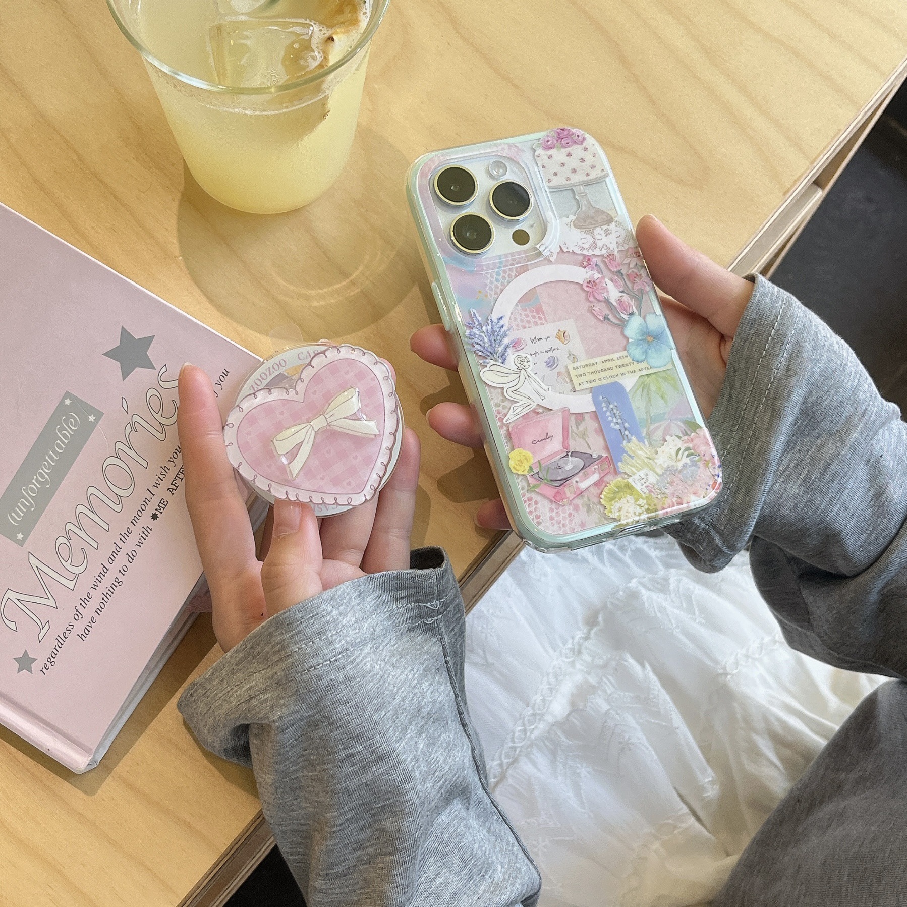 Xiaozhong Flower Love Bowknot para iPhone16 funda para teléfono móvil 15ProMax magnetic 14Pro femenino 13 nuevo