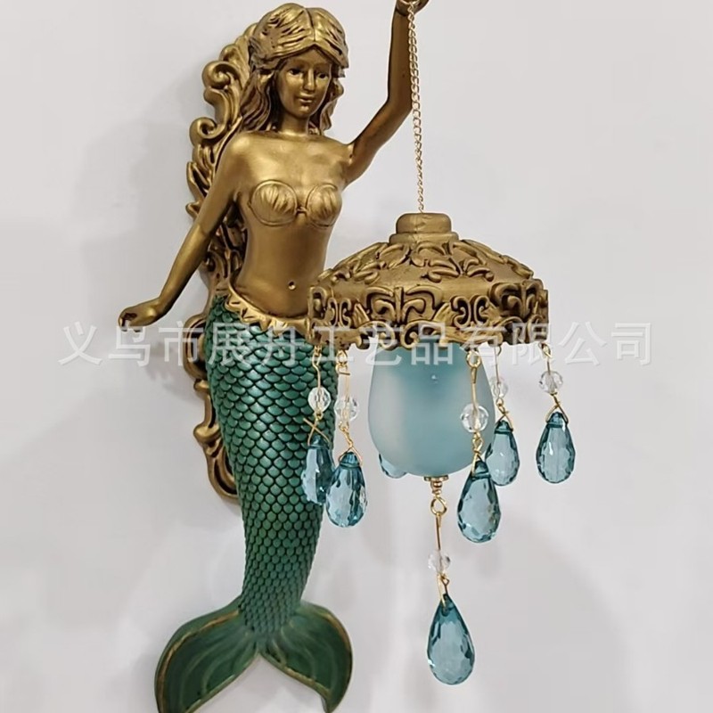跨境新品Mermaid Wall Lamp创意航海波希米亚海洋美人鱼艺术|undefined