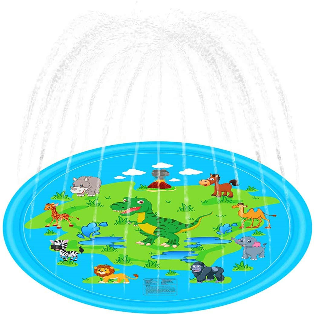 En stock arco estera de rociado de agua al aire libre césped niños delfín dinosaurio tiburón estera de rociadores de agua estera Pat estera de juguete
