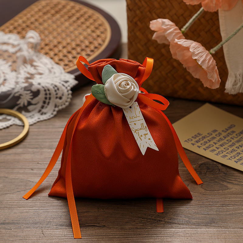 2025新型結婚喜糖箱喜糖袋結婚式布袋風結婚ベルベット結婚期少女心森系糖袋|undefined