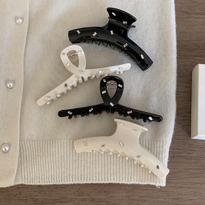 长方水钻质感高级感醋酸发夹新款大号鲨鱼夹百搭后脑勺抓夹女发饰|undefined